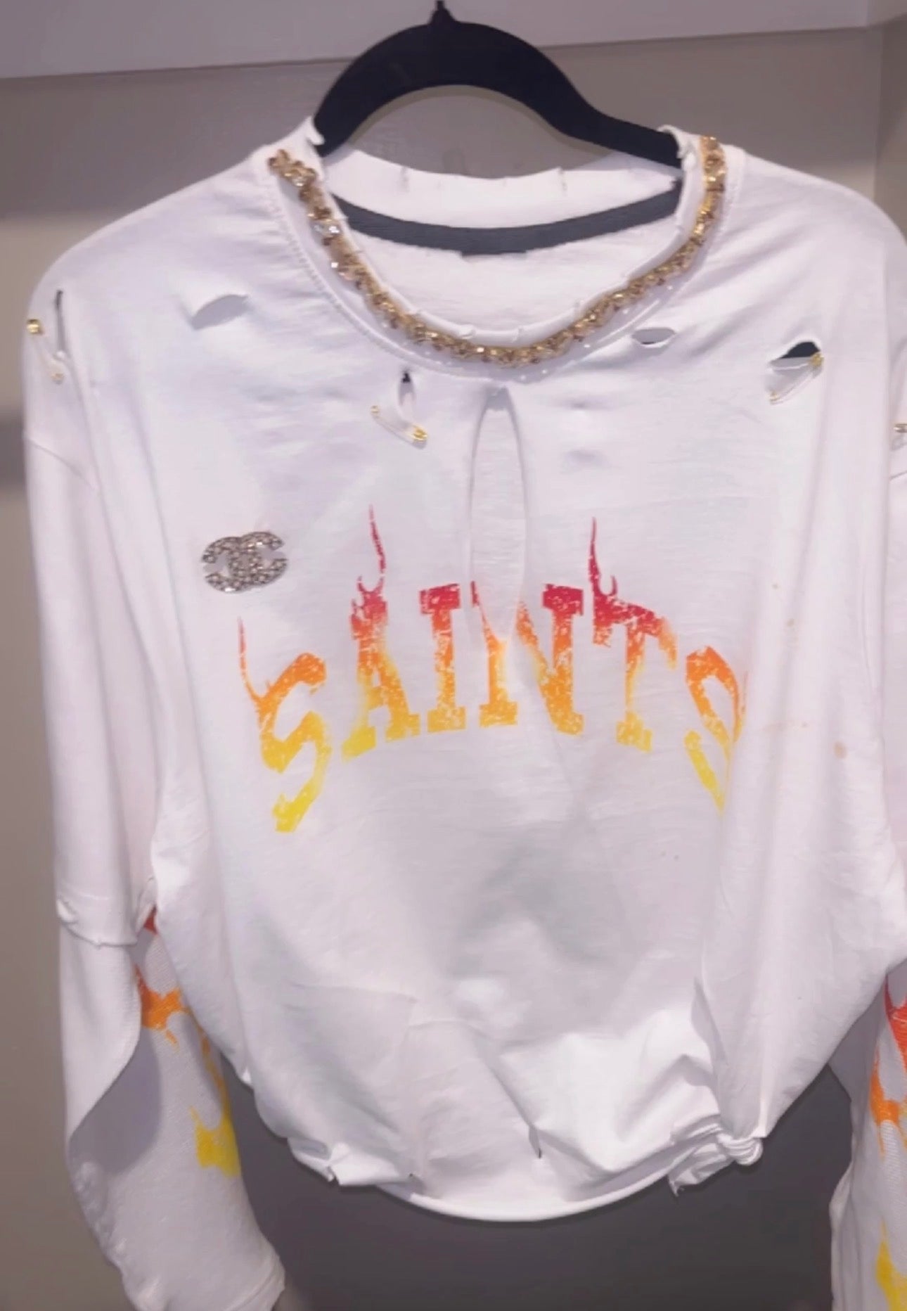 Custom Saints Shirt (Chanel Brooch Not included)