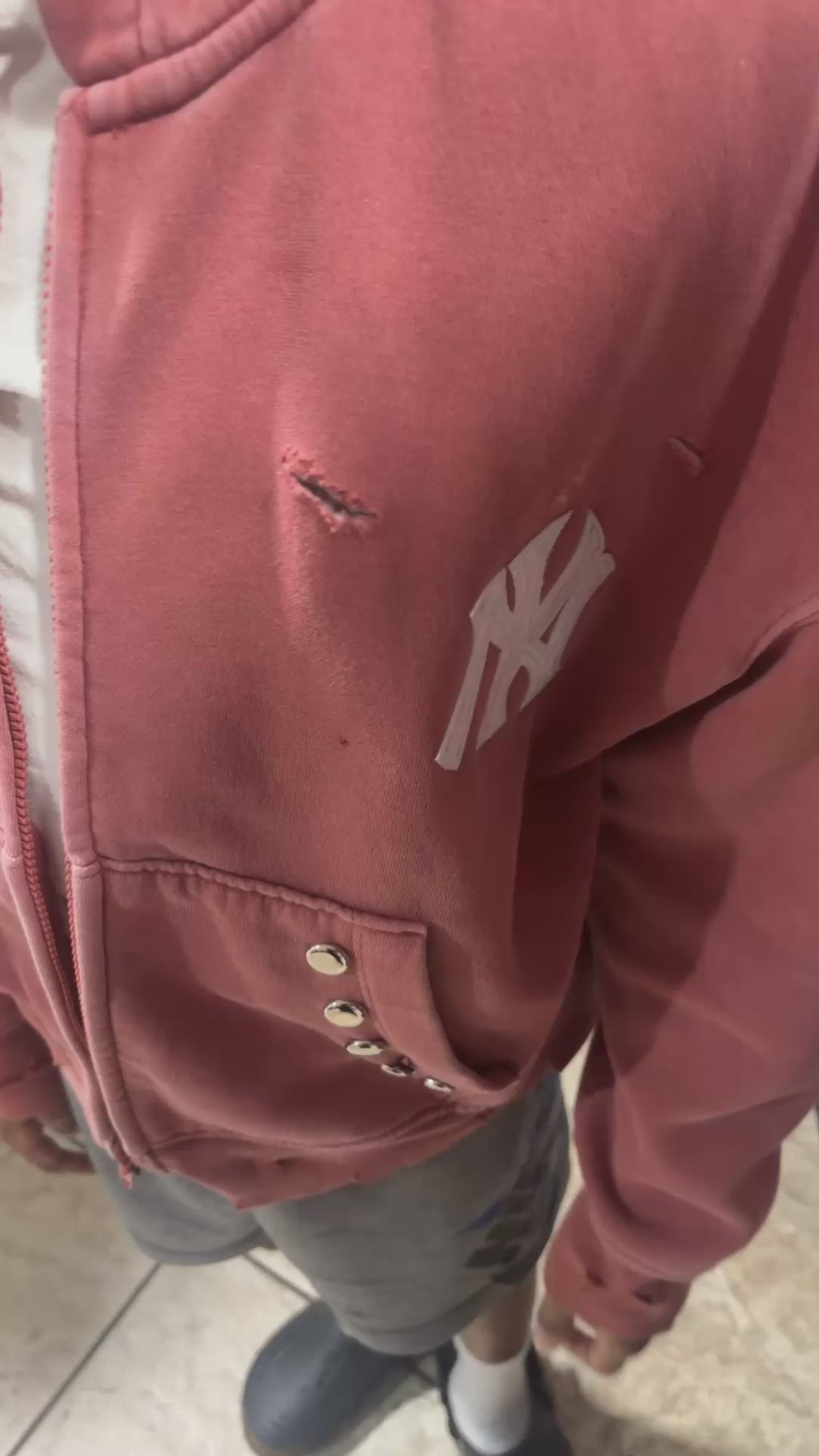 Kids unisex Custom Distressed Zip Up
